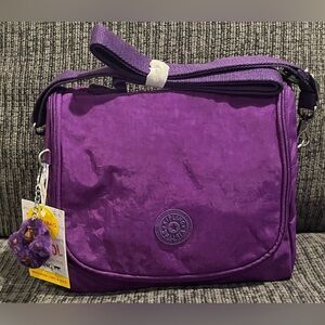 Kipling Vibrant Purple Crossbody Insulated Lunch Bag new with tags and monkey